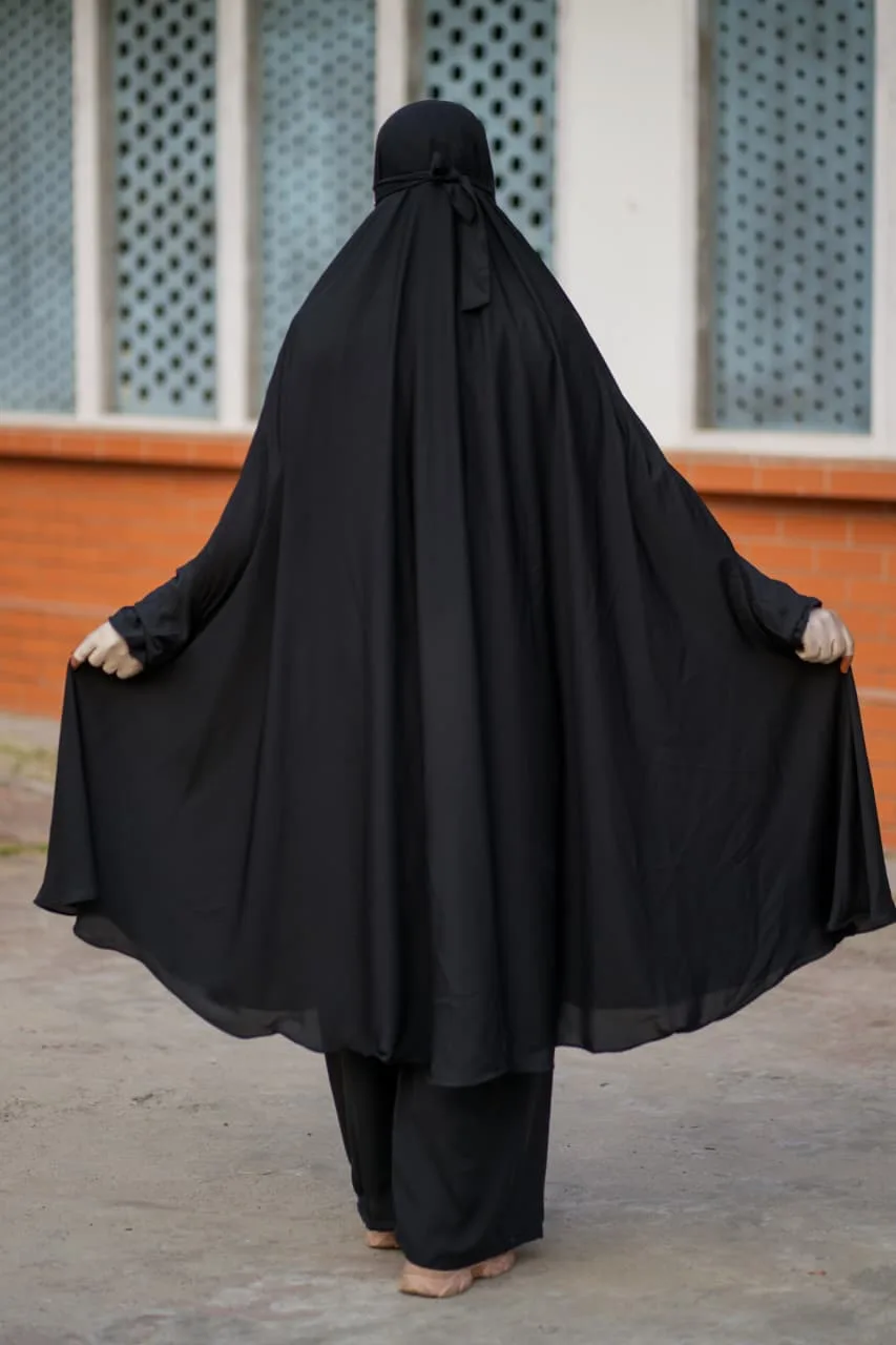 Dubai Cherry Black Khimar With Plazu Set - Image 4